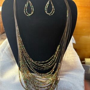 Chic Multilayer Beaded Necklace and Earring Set